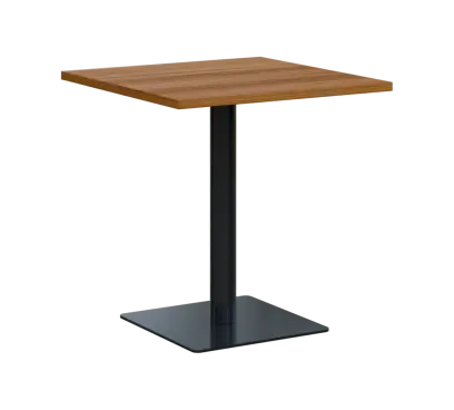 SQT 450 - 2 stůl hranlatý, deska 700x700 mm, síla 25 mm, trubková noha černá, ořech světlý